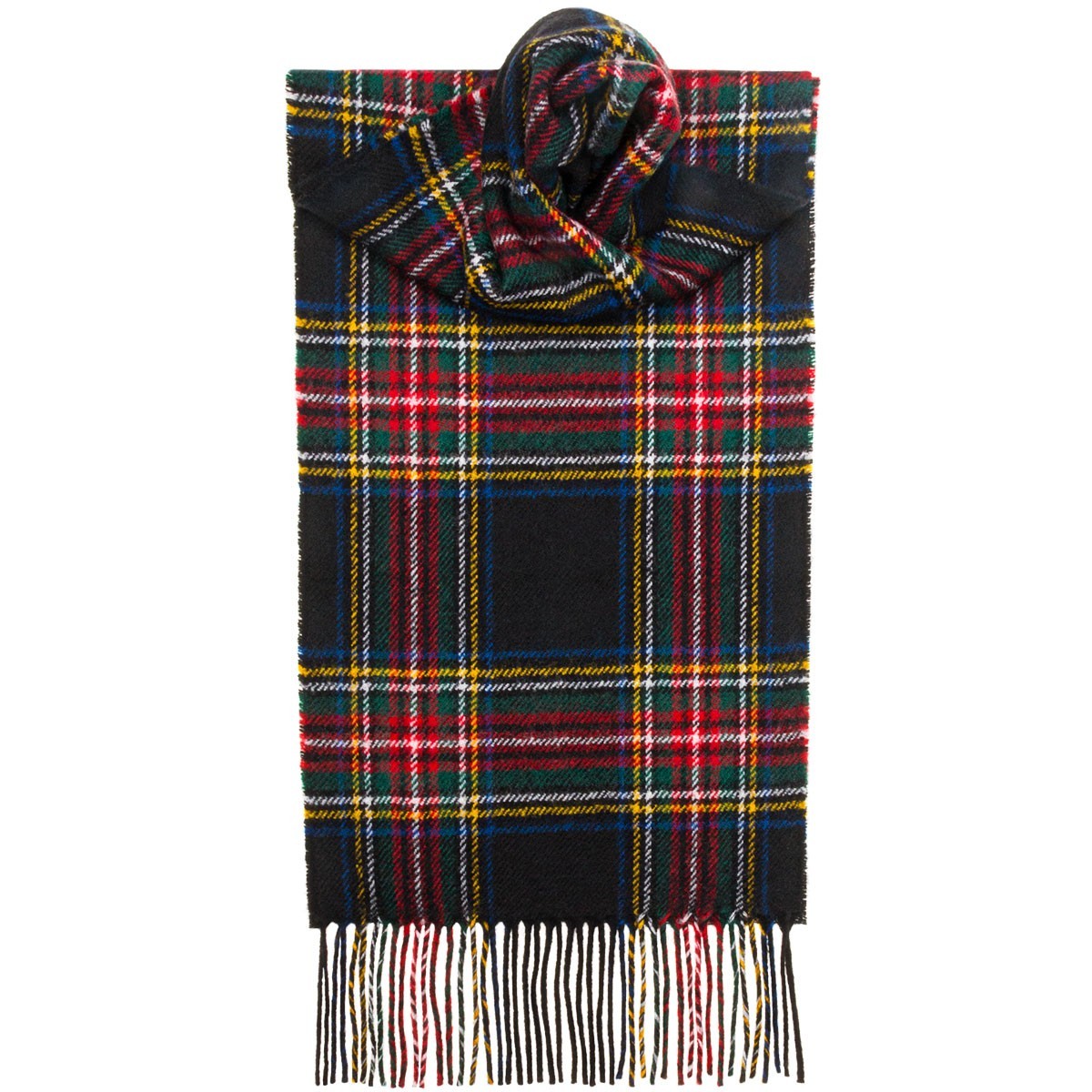 Stewart Black Modern Tartan 100% Lambswool Scarf by Lochcarron