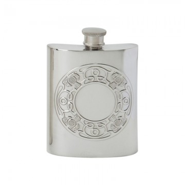 Edwin Blyde Celtic Collection Celtic Thistle Embossed Kidney Flask