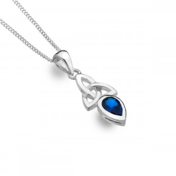 Celtic Trinity Sterling Silver September Birthstone Pendant Necklace