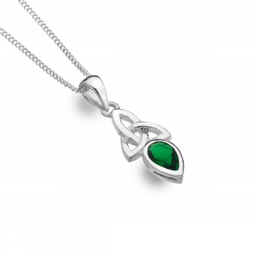 Celtic Trinity Sterling Silver May Birthstone Pendant Necklace