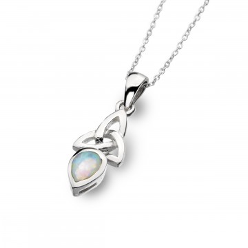 Celtic Trinity Sterling Silver October Birthstone Pendant Necklace