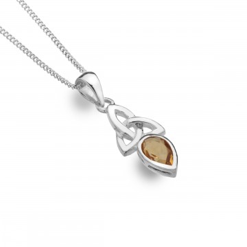Celtic Trinity Sterling Silver November Birthstone Pendant Necklace 