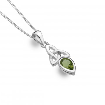 Celtic Trinity Sterling Silver August Birthstone Pendant Necklace