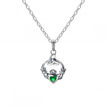 Celtic Claddagh Sterling Silver Pendant Necklace