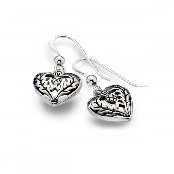 Celtic Thistle & Heart Sterling Silver Earrings