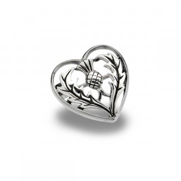 Celtic Thistle Heart Sterling Silver Brooch