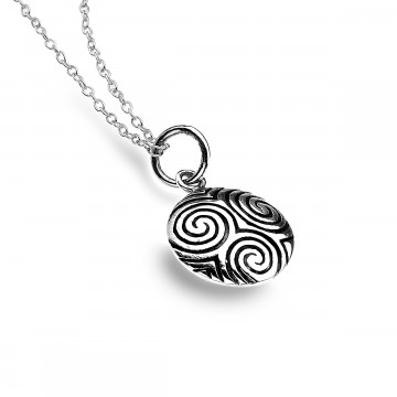 Celtic Scrolls Round Sterling Silver Pendant Necklace 