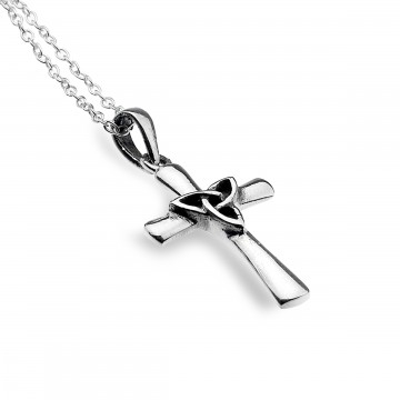 Celtic Cross & Trinity Knot Sterling Silver Pendant Necklace 