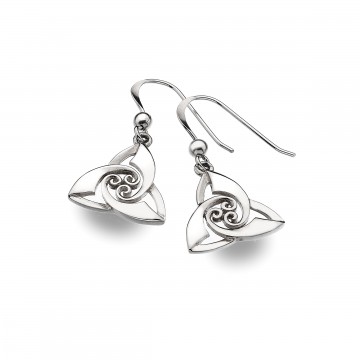 Celtic Trinity Knot & Spirals Sterling Silver Earrings 