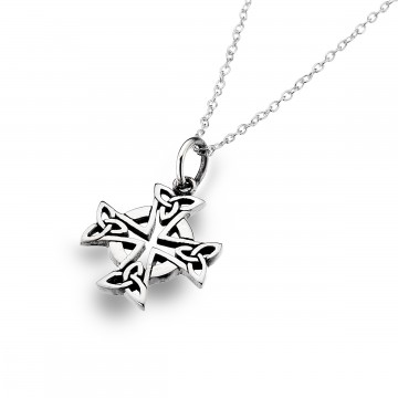 Celtic Cross Head Sterling Silver Pendant Necklace