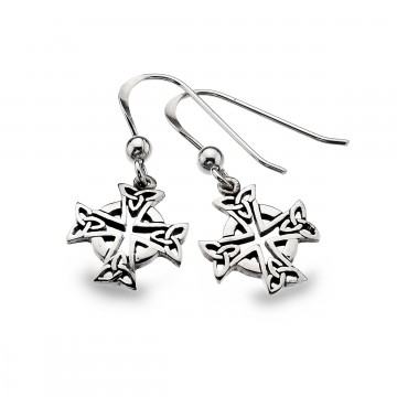 Celtic Cross Head Sterling Silver Earrings