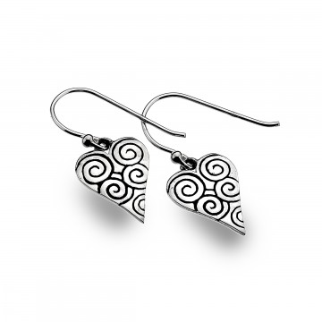 Celtic Heart & Spirals Sterling Silver Earrings 