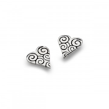 Celtic Heart & Spirals Sterling Silver Stud Earrings
