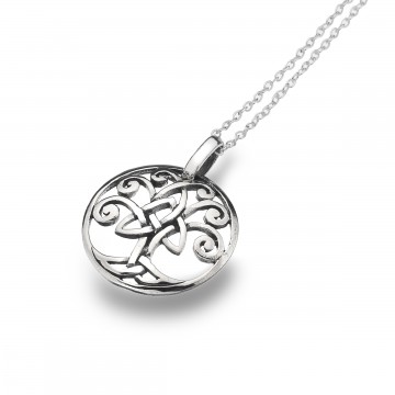 Celtic Tree of Life Round Sterling Silver Pendant Necklace 