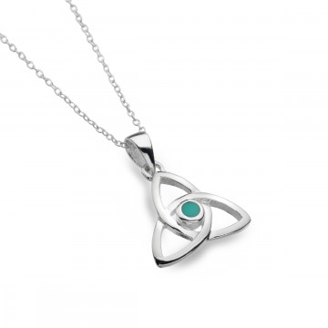 Celtic Trinity Knot Turquoise Sterling Silver Pendant Necklace