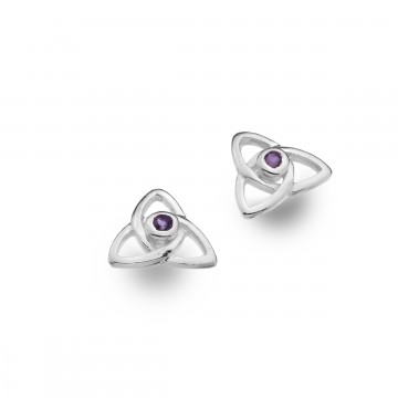 Celtic Trinity Knot Amethyst Silver Stud Earrings