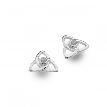 Celtic Trinity Knot Opal Silver Stud Earrings