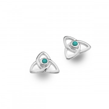 Celtic Trinity Knot Turquoise Silver Stud Earrings