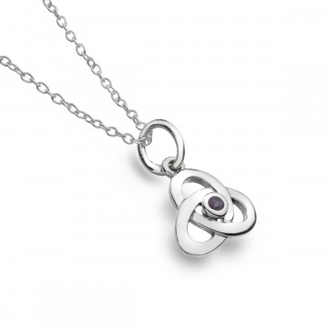 Celtic Knot Amethyst Sterling Silver Pendant Necklace 