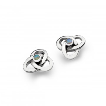 Celtic Knot Opal Silver Stud Earrings