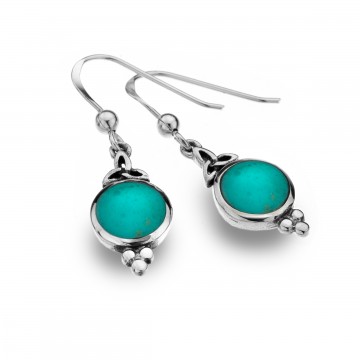 Celtic Trinity & Turquoise Balls Sterling Silver Earrings 