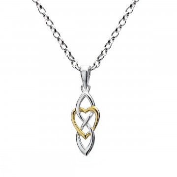 Celtic Knot & Heart Sterling Silver Pendant Necklace 