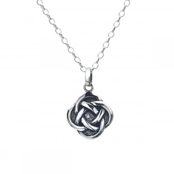 Celtic Knot Round Solid Sterling Silver Pendant Necklace 