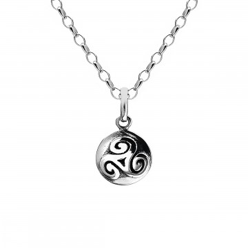 Celtic Triskele Solid Oxid Sterling Silver Pendant Necklace