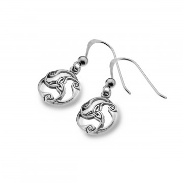 Celtic Trinity Knot & Scrolls Sterling Silver Earrings 