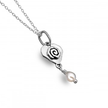 Celtic Heart & Scroll Pearl Sterling Silver Pendant Necklace
