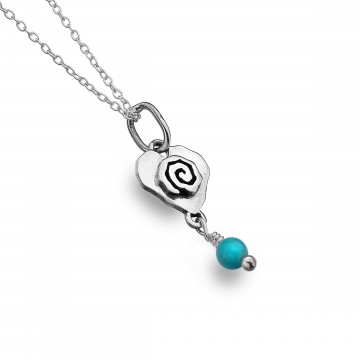 Celtic Heart & Scroll Turquoise Sterling Silver Pendant Necklace