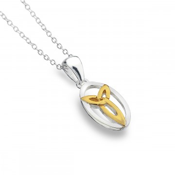 Celtic Trinity Knot Oval Sterling Silver Pendant Necklace