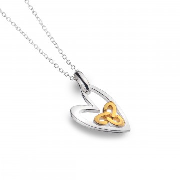 Celtic Trinity Knot Heart Sterling Silver Pendant Necklace