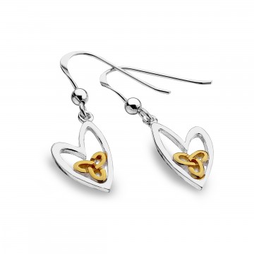 Celtic Trinity Knot & Heart Sterling Silver Earrings 