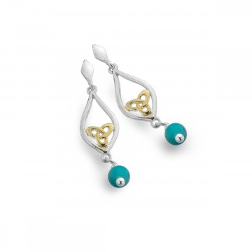 Celtic Knot & Turquoise Teardrop Sterling Silver Earrings