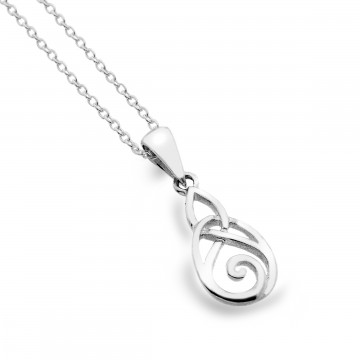 Celtic Trinity Knot & Spiral Sterling Silver Pendant Necklace 