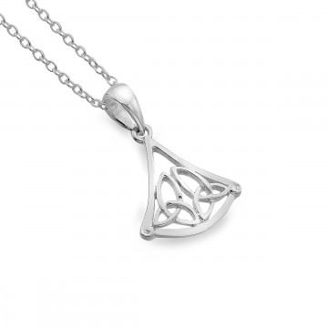 Celtic Trinity Knots Triangle Sterling Silver Pendant Necklace