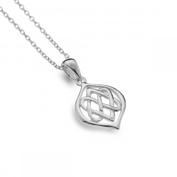 Celtic Two Hearts Entwined Sterling Silver Pendant Necklace