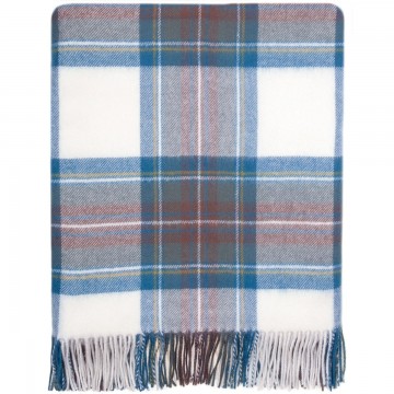100% Lambswool Blanket in Dress Stewart Blue by Lochcarron of Scotland