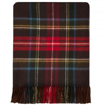 100% Lambswool Blanket in Brown Stewart Antique by Lochcarron of Scotland