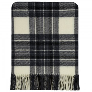 100% Lambswool Blanket in Dress Stewart Grey by Lochcarron of Scotland