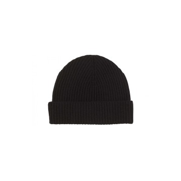 Cashmere Ribbed Hat - Black