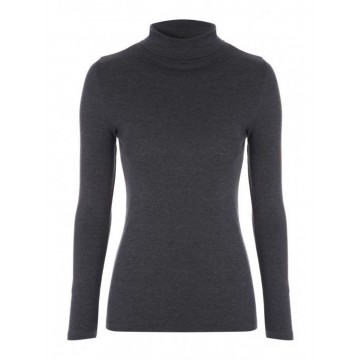 Charcoal Ladies' Roll Neck - 100% Cashmere Made in Scotland