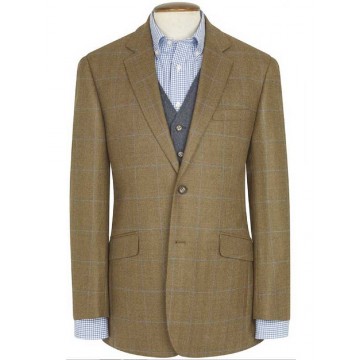 Hindhead Pure New Wool Tweed Jacket - Olive & Navy Check