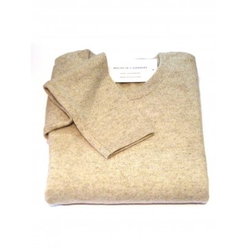 Linen Ladies Crew Sweater - 100% Cashmere Made in Scotland