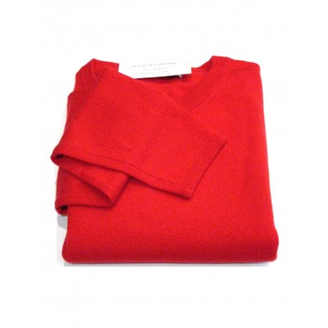 Rouge Red Ladies Crew Sweater - 100% Cashmere Made in Scotland