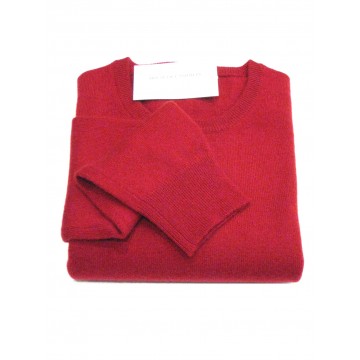 Mens Dark Red Crew Neck Sweater - 100% Cashmere Made in Scotland