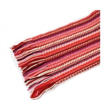 The Scarf Company Red Striped Lace Stitch Cashmere Scarf