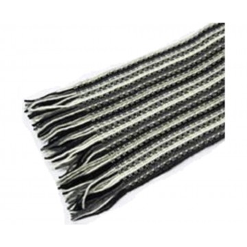 The Scarf Company Black & White Striped Lace Stitch Cashmere Scarf