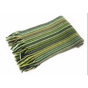 The Scarf Company Green Striped Lambswool Scarf